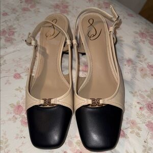 Chic Black and Cream Women's Slingback Flats